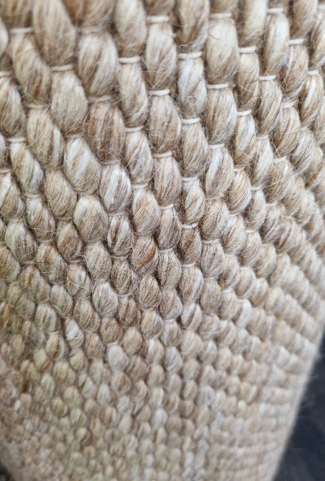 Dropletts Handmade Wool Hall Runner | Beige | Custom Length x 80cm Wide