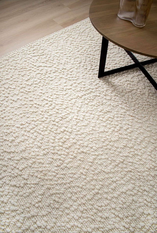 Boucle Wool Rug | Ivory - Enquire now for availability | Kristy & Brett | Living Dining 2023