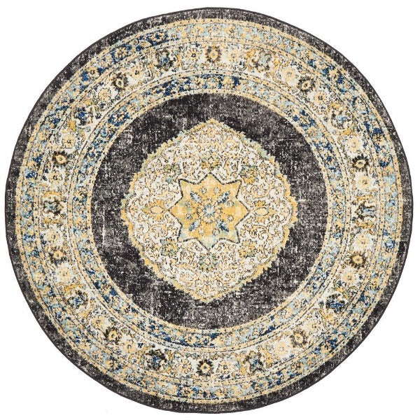 Midnight 955 Round Rug | Charcoal