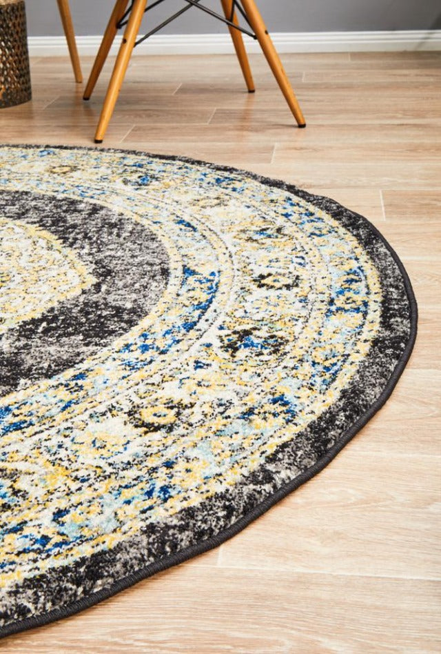 Midnight 955 Round Rug | Charcoal