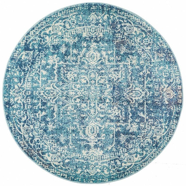 Charmed Round Rug | Turquoise Royal-Blue