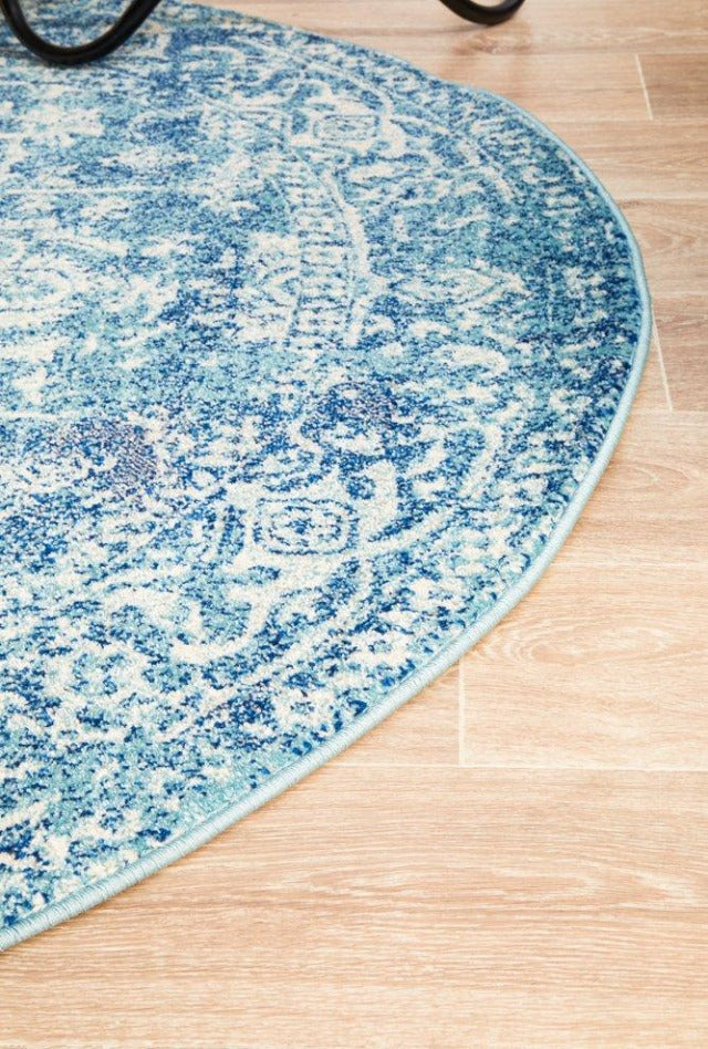Charmed Round Rug | Turquoise Royal-Blue