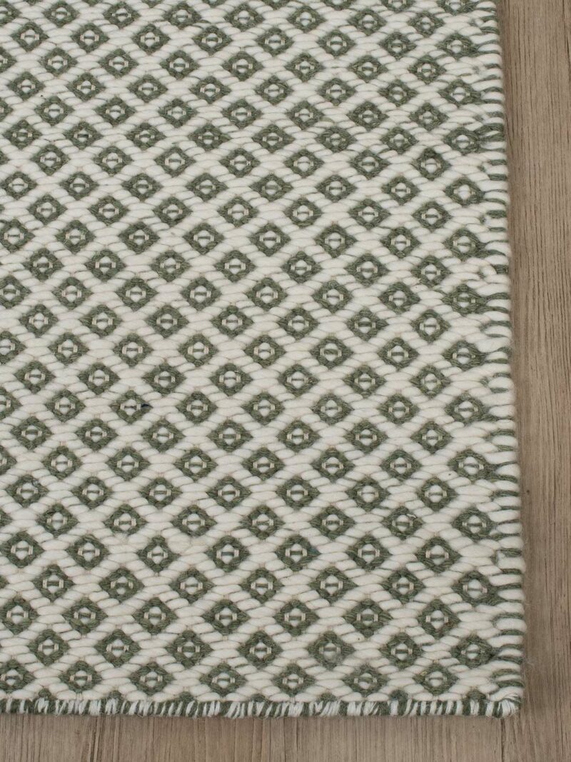 Rubick Flat Woven Rug | Green & Ivory - Enquire for availability