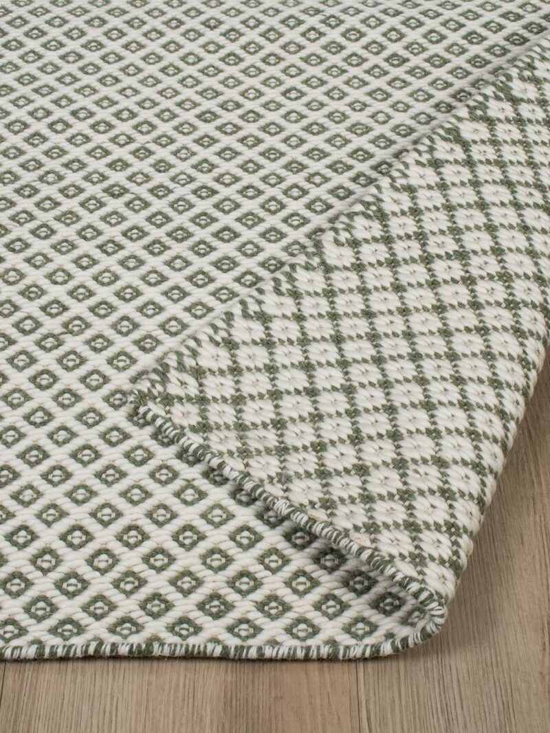 Rubick Flat Woven Rug | Green & Ivory - Enquire for availability