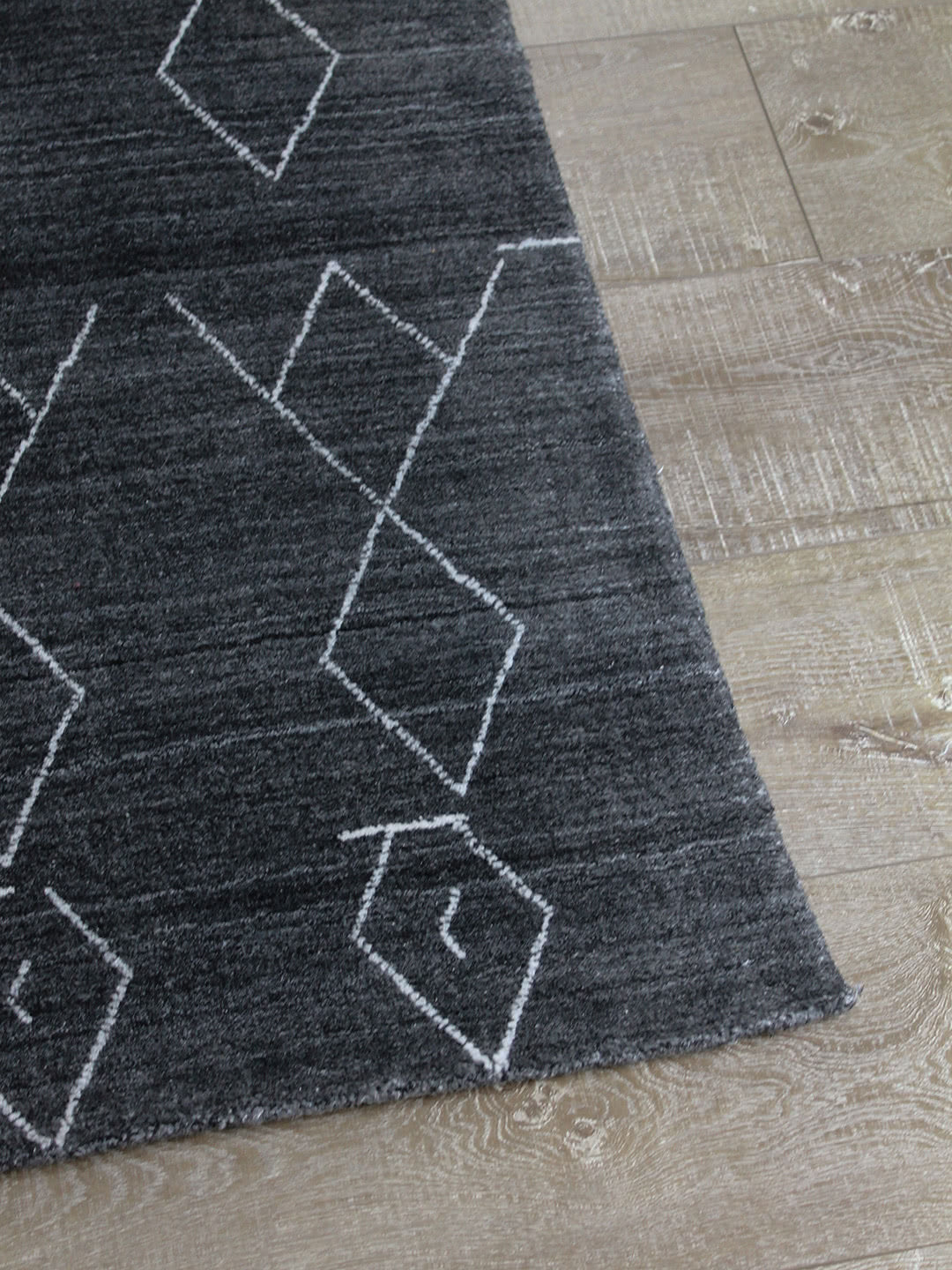 Tribal Wool-Artsilk Blend Rug | Charcoal - Enquire now for availability