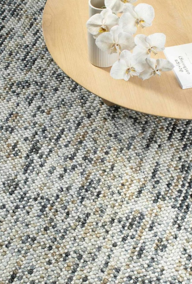 Magic Mineral | Blue Grey Gold Copper Wool Rug | Enquire now for availability | Luke & Josh Living 2021